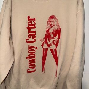 Cowboy Carter Graphic Sweatshirt in Cream with Red Print